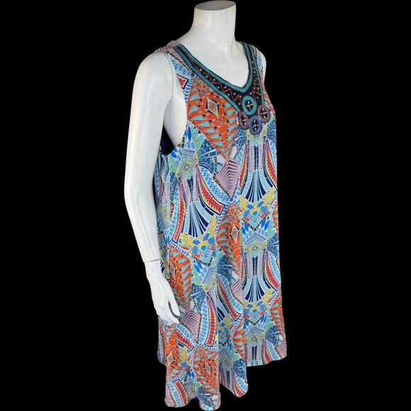 Madison Leigh Dress 18 Multicolor Sleeveless Beaded Neckline A-Line Polyester - Picture 2 of 13